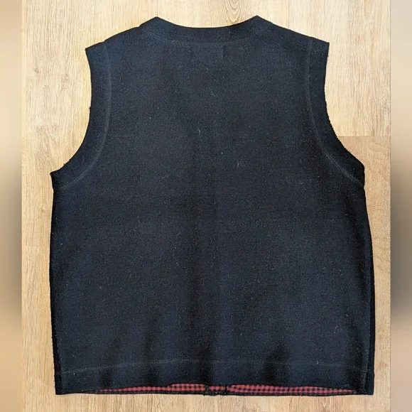 Rainbow Bridge Black Wool Vest with Festive Christmas Accents Large - Picture 3 of 5